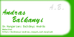 andras balkanyi business card